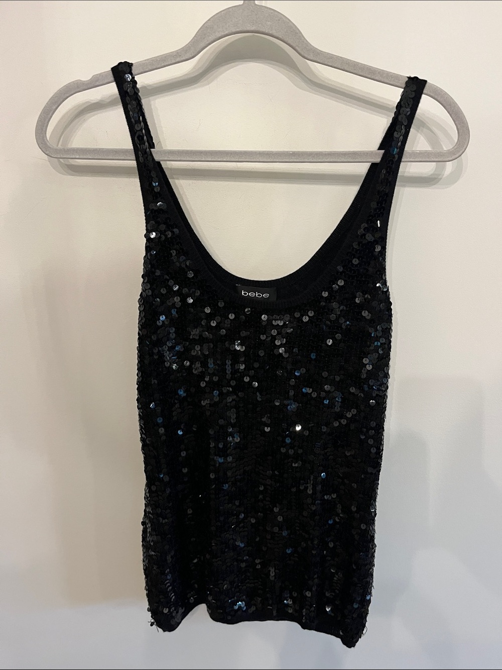 bebe Black Sequin Cami Tank
